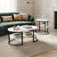 80Cm Modular Coffee Table Set (Set Of 2), Interlocking Round Side Table & Oval Table With Shelf,-1004540948
