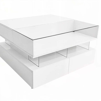JBRHTWP8MQAPNM4E High-Gloss Lift-Top Coffee Table With 2 Drawers