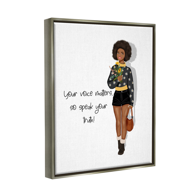 " Speak Your Truth Phrase " by Saba Rauf, Luster Gray Floater Frame, 31" H x 25" W x 1.7" D