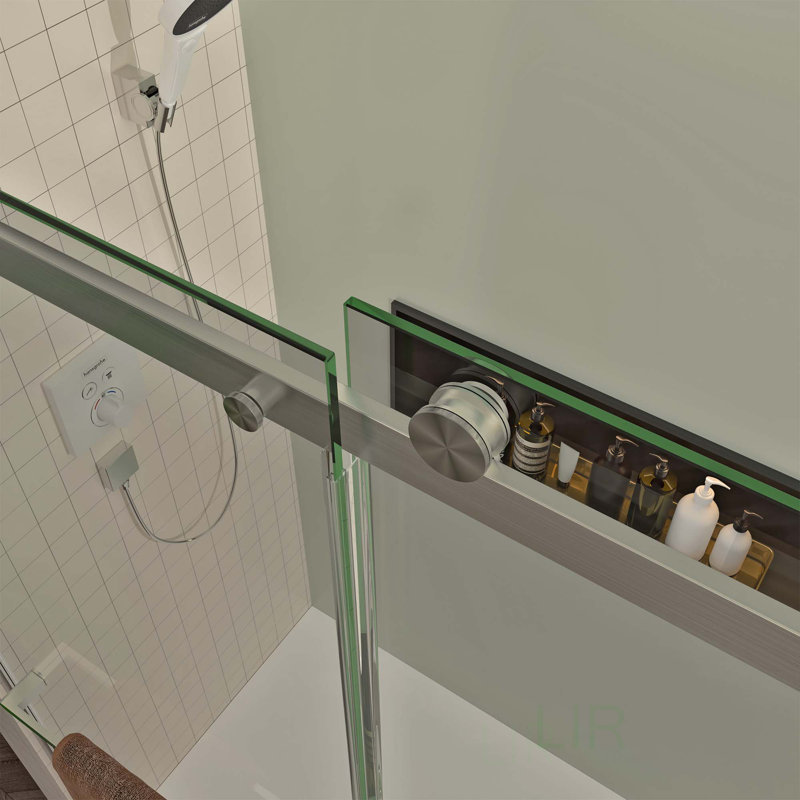S-RM6076TN 56-60"W X 76"H Sliding Shower Door, Frameless Glass Shower Door, Towel Bar And Handle,Drop Shipping Available, Shower Door