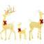 Ensemble de 3 décorations de Noël pour famille de cerfs de Noël éclairés avec 2 modes, 52,8 po de présentation de renne en acier et polyester argenté | Idée de cadeau