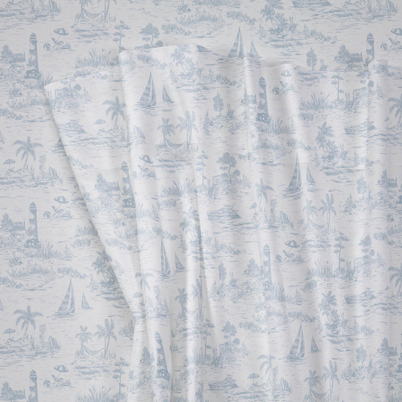 Southern Tide Marco Island Blue Sheet Set, Twin Sheet Set with 1 Pillowcases