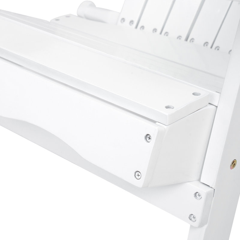 Chaise Adirondack d'extérieur rustique - bois d'acacia pliable, accoudoirs larges, utilisation pour patio / jardin, Blanc