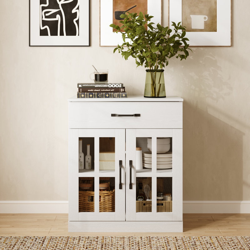 Marta 23.6W*31.5H Accent Cabinet With Glass Doors , White