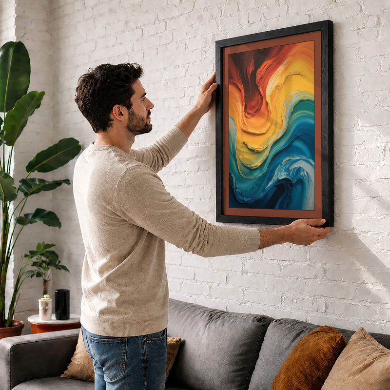Flowing Fire And Water Abstract - Print, Black, A3 - 42.0 x 29.7 cm
