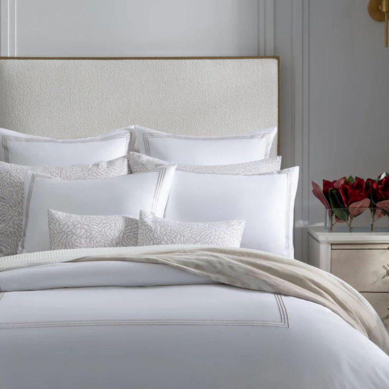 Aura Home Dove Embroidered Hotel Duvet Set, King Bedspread/Duvet Cover/Insert + Fitted Sheet