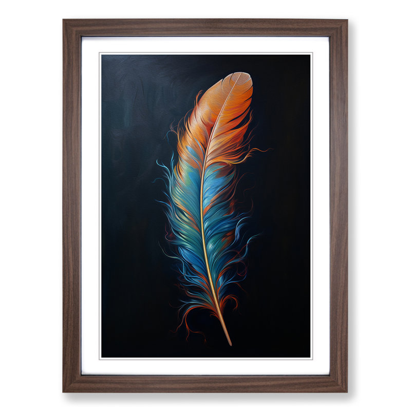 Feather Modern - Framed Print, Walnut, 64cm H x 46cm W x 2cm D