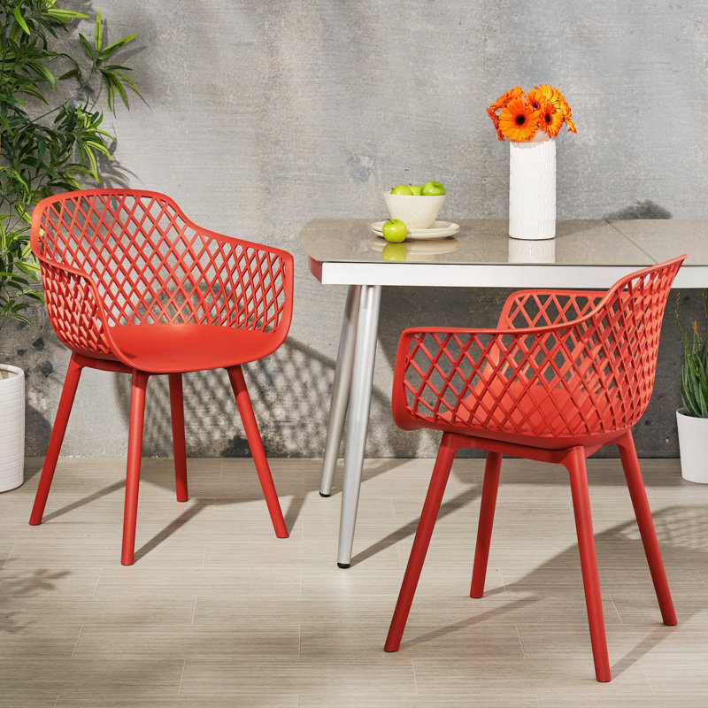 Tabouret d'extérieur Makhaila, ensemble de 2 chaises de patio, fauteuil d'appoint et fauteuil, Rouge
