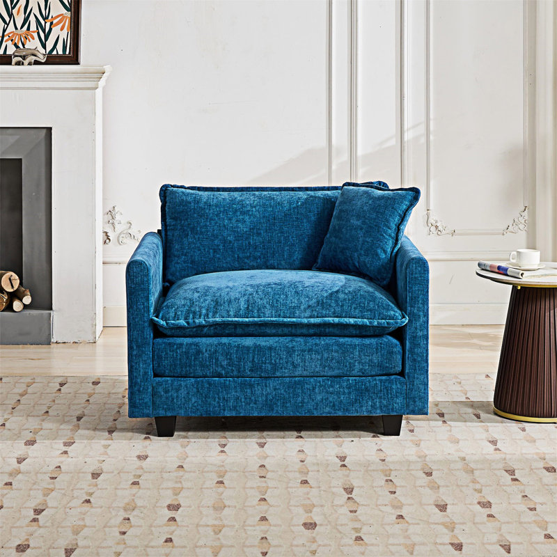Upholstered Single Sofa, Blue