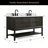 60" Freestanding Double Sink Solid Wood Dark Brown Oak Bathroom Vanity with Engineered Marble Top-605580244
