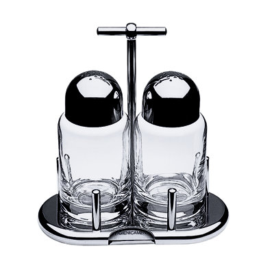 2 pièces Ensemble salière et poivrière; Minima H: 5-1 / 2 po, 2 x 3-3 / 4 oz.
