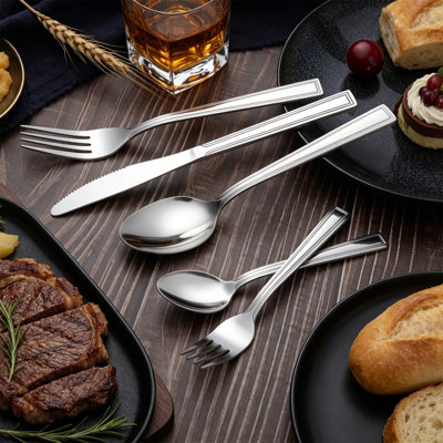 40-Piece Stainless Steel Flatware Set For 8 With Fork Knife Spoon, Dishwasher Safe