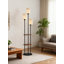 Lampe sur pied à 3 niveaux avec abat-jour en lin, lampe sur pied moderne avec tablettes de rangement et interrupteur au pied, éclairage multi-têtes pour le salon, la chambre à coucher et le bureau