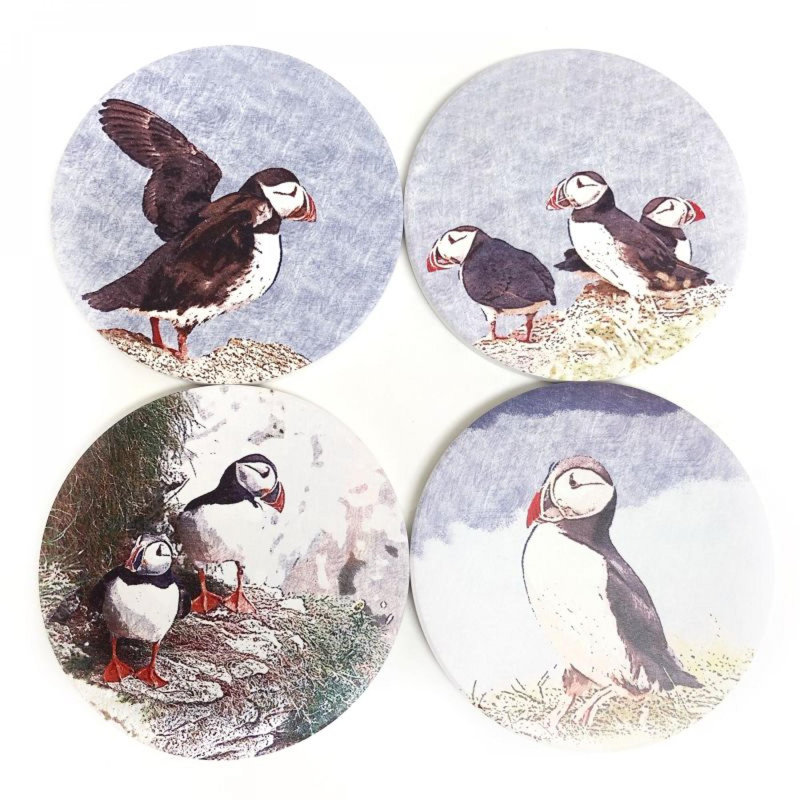 Ensemble de 4 sous-verres Puffins