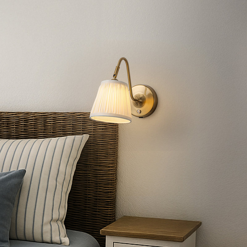 1-light W6" Mid-century Matte Black Battery Operated Wall Sconces With Beige Fabric Shade Dimmable Integrated Led Rechargeable Cordless Swing Head Wall Lamp