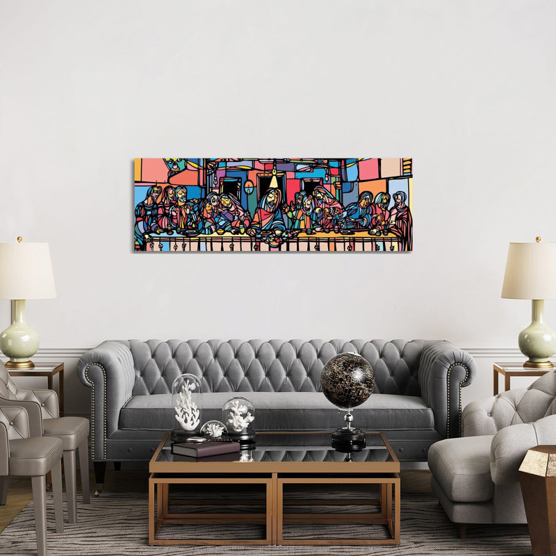 La Cène par Ninhol - impression panoramique, H 20 po x l 60 po x P 1,5 po, Toile tendue