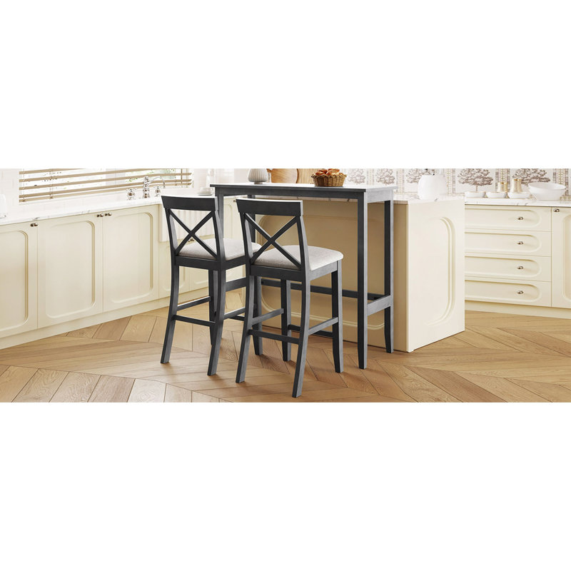 Ensemble de coin-repas de style ferme en bois de 48 po Farmhouse, Gray/Beige