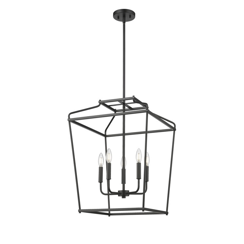 Luminaire suspendu 4 lumières Nellita, H 25 po x l 18 po x P 18 po, Noir mat