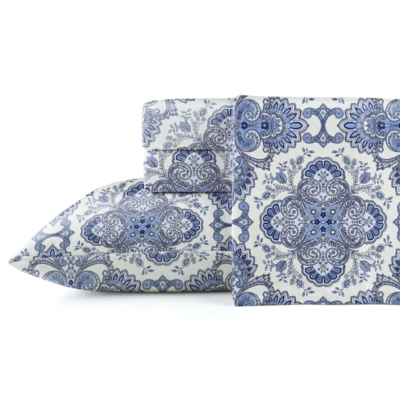 Pointehaven 200 GSM Heavy Weight Flannel 100% Cotton Deep Pocket Sheet Set, Antique Blue
