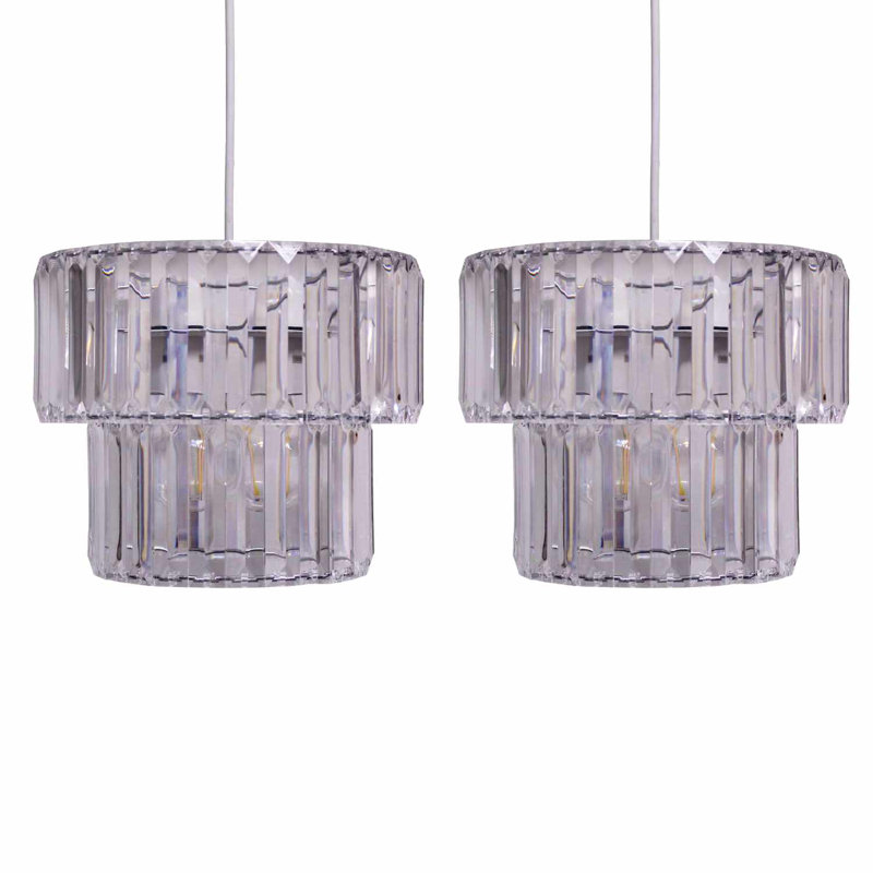 Casden 22cm H Plastic Drum Pendant Shade ( Uno ), Clear