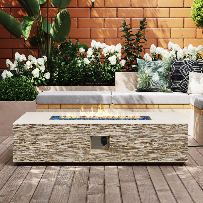 50000 Maximum BTUs Concrete Round Liquid propane Fire pit table