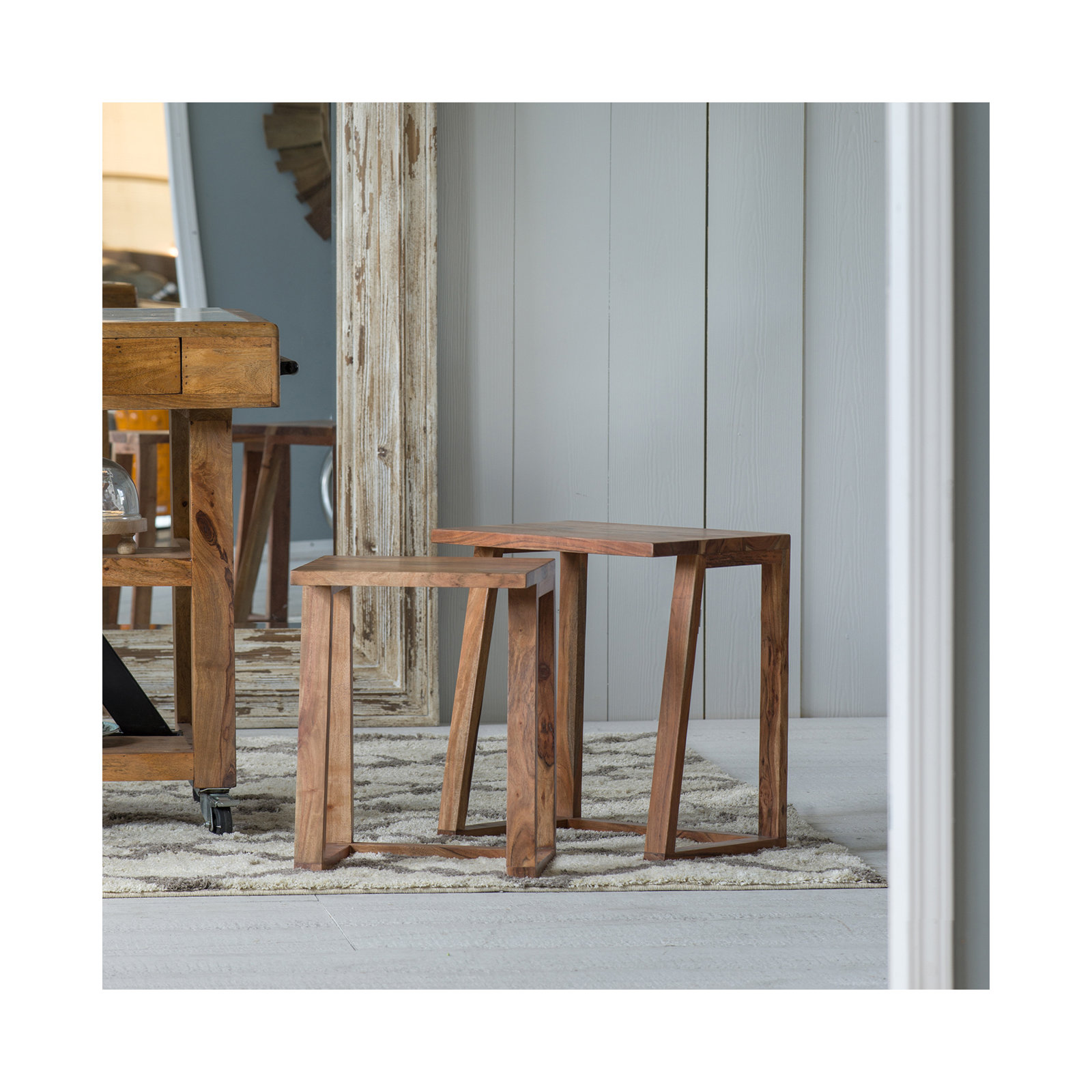 Solaris Solid Wood Nesting End Table