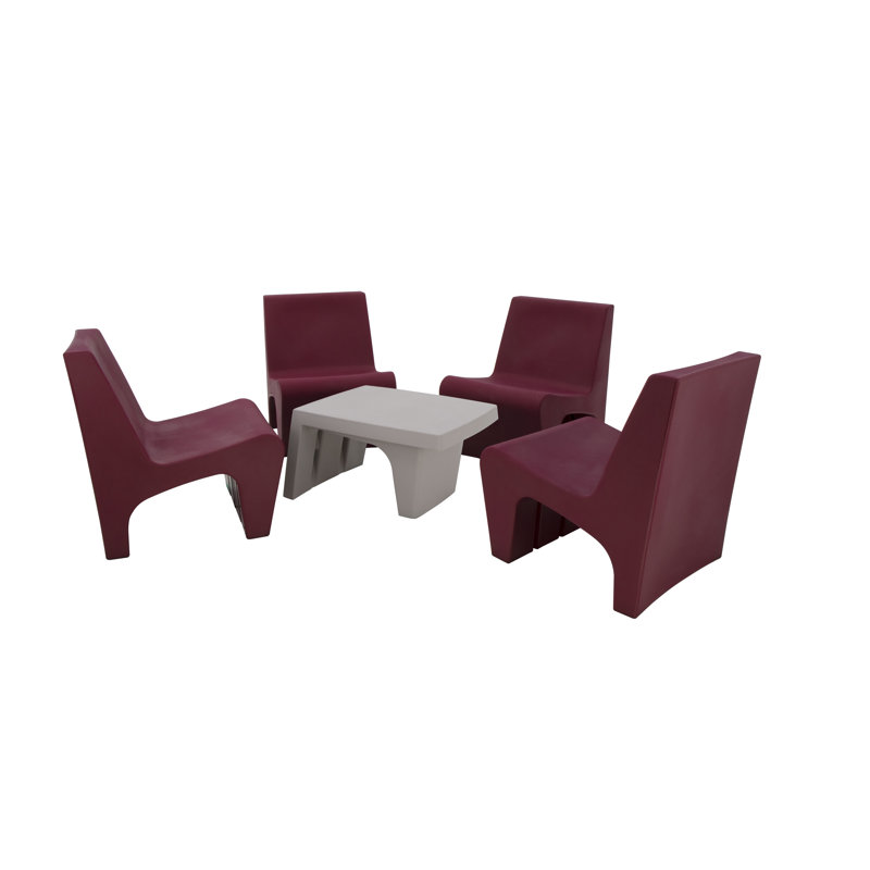 Tramontina Berta 5 Pcs. Polyethylene Lounge Set, Grey, Grey