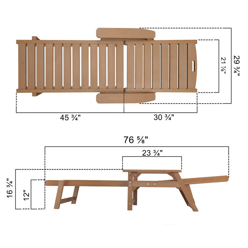 Adjustable Chaise Lounge – All-Weather Poly Lumber Recliner for Pool, Patio & Porch – 5-Position Backrest, 350lb Capacity, Wood-Like Finish