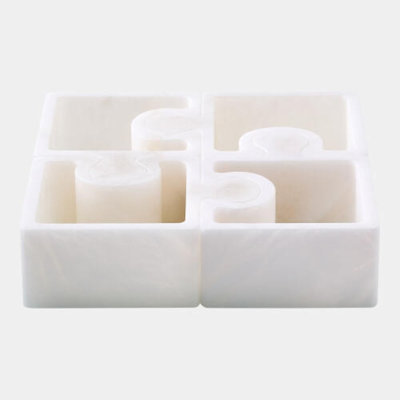 Jigsaw Open Box-Alabaster 2"H x 8"W x 6"D Box