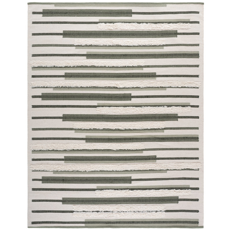 Kenya Hand Woven Wool;Cotton Striped Indoor Rug, Rectangle 6' x 9'
