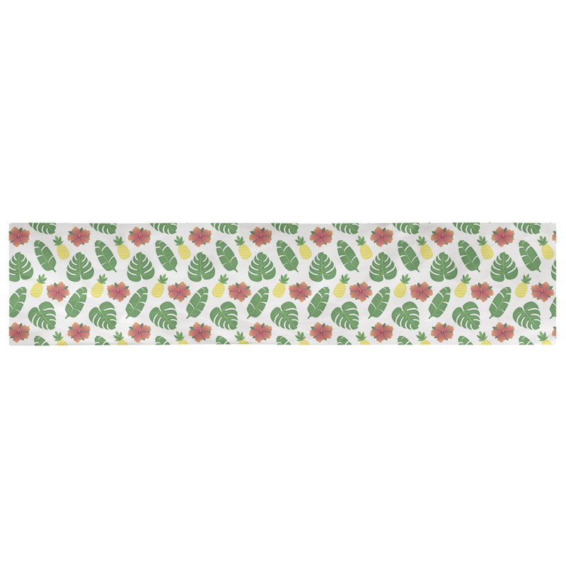 Chemin de table tropical Avicia, 73,5 po x 17,5 po, Blanc / Vert, Polyester