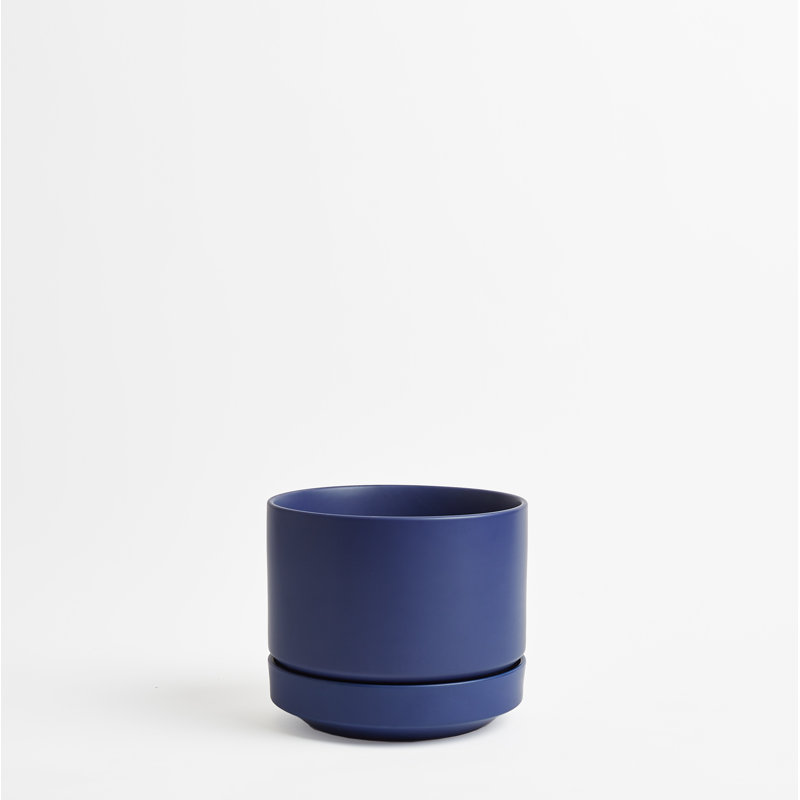 Pot à fleurs en céramique Byer, H 9,25 po x l 10,25 po x P 10,25 po, Bleu