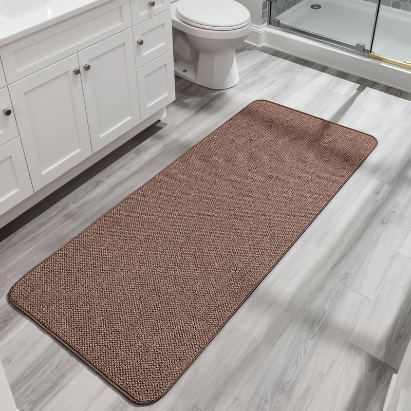 Tapis de bain ultra minces lavables à la machine, 24 po x 60 po, Brun