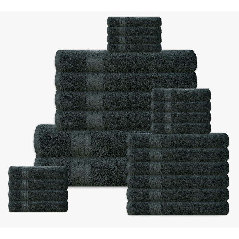 Terrycloth Bath Towels (Pack of 24), Dark Gray
