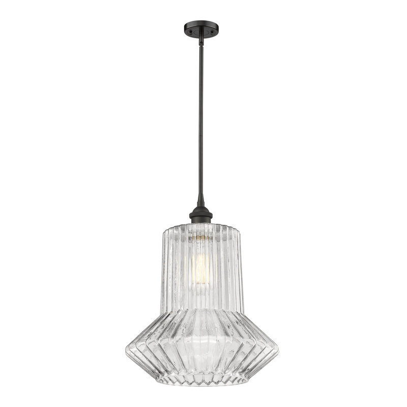 Luminaire suspendu géométrique à 1 lumière Perri, Bronze huilé, Ampoule DEL 6 watts Vinage