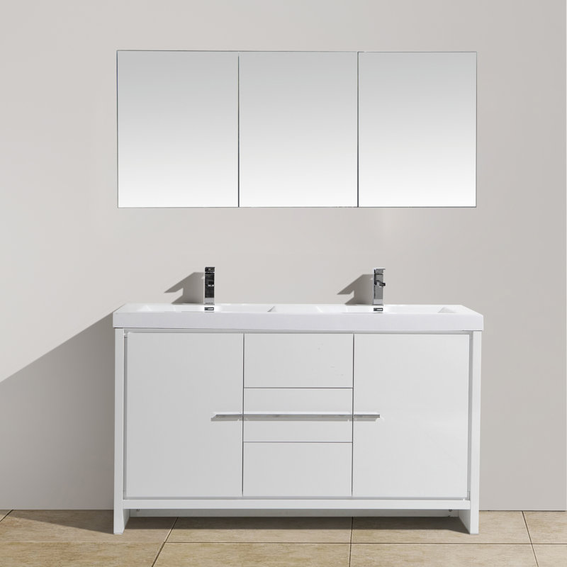 Ensemble de meuble-lavabo double 59 po avec miroir Mancos Allier