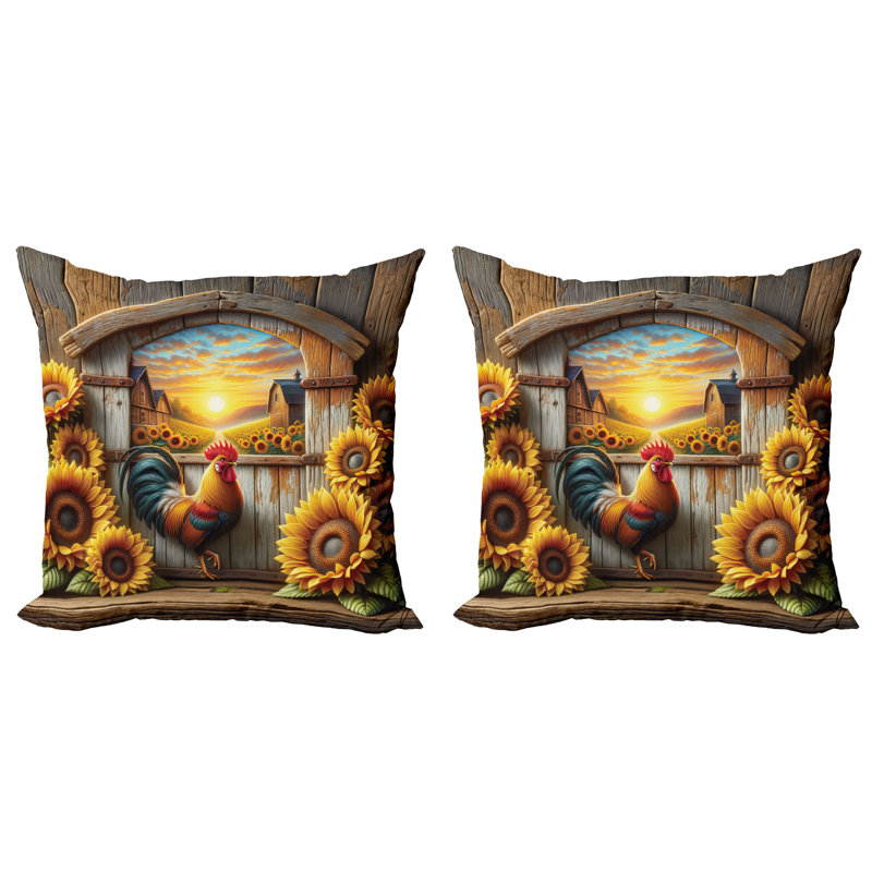 429837_Ambesonne Housse de coussin rustique 2Pack, H 24 po x l 24 po