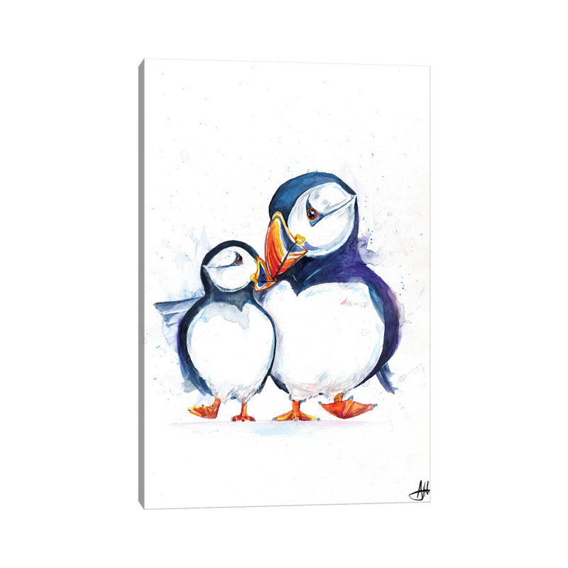 Décoration murale pour enfants Parading Puffins, H 40 po x l 26 po x P 1,5 po, Toile tendue