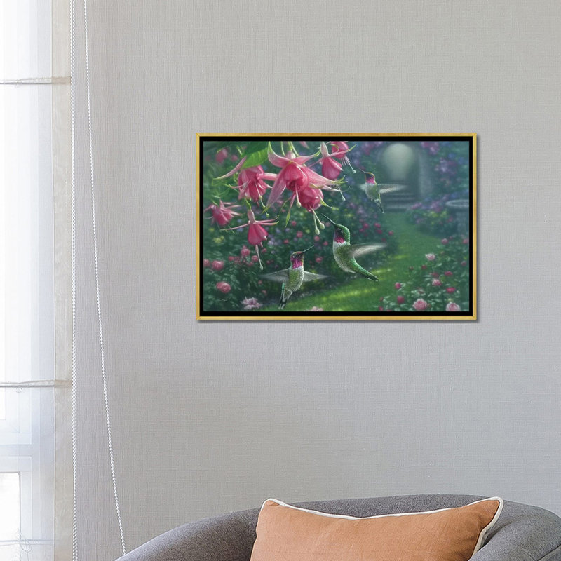 «Hummingbird Haven, Horizontal» par Collin Bogle - impression d'art graphique, H 18 po x l 26 po x P 1,5 po, Pas de tapis