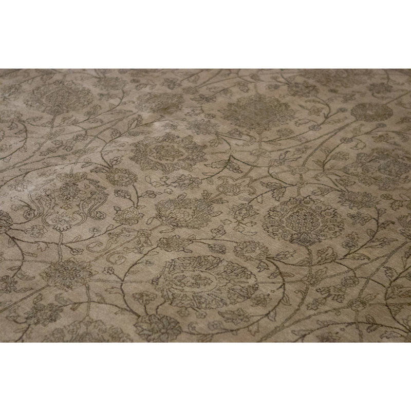 Hand Knotted Wool Area Rug in Gold