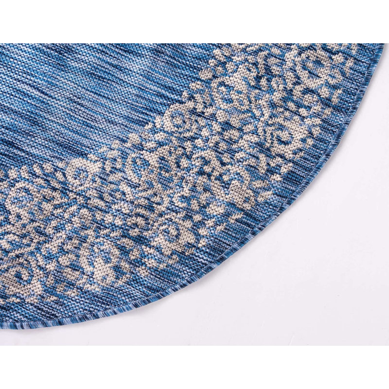 Outdoor Divine Area Rug Sea Color, Round 4'