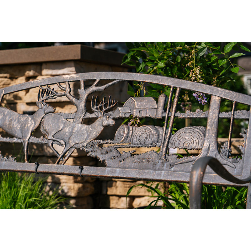 Hendry Running Whitetails Cast Iron Park Bench