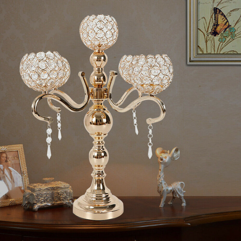 Candélabre de table en cristal à 21 têtes H 21,67 po, Doré