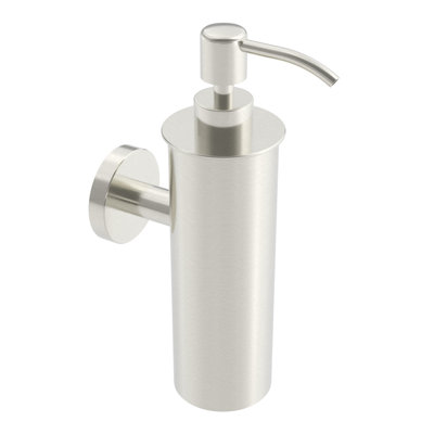 Volkano Wall-Mounted 250ml Soap Dispenser - Brushed Nickel, Premium Brass Construction, Installation Hardware Included