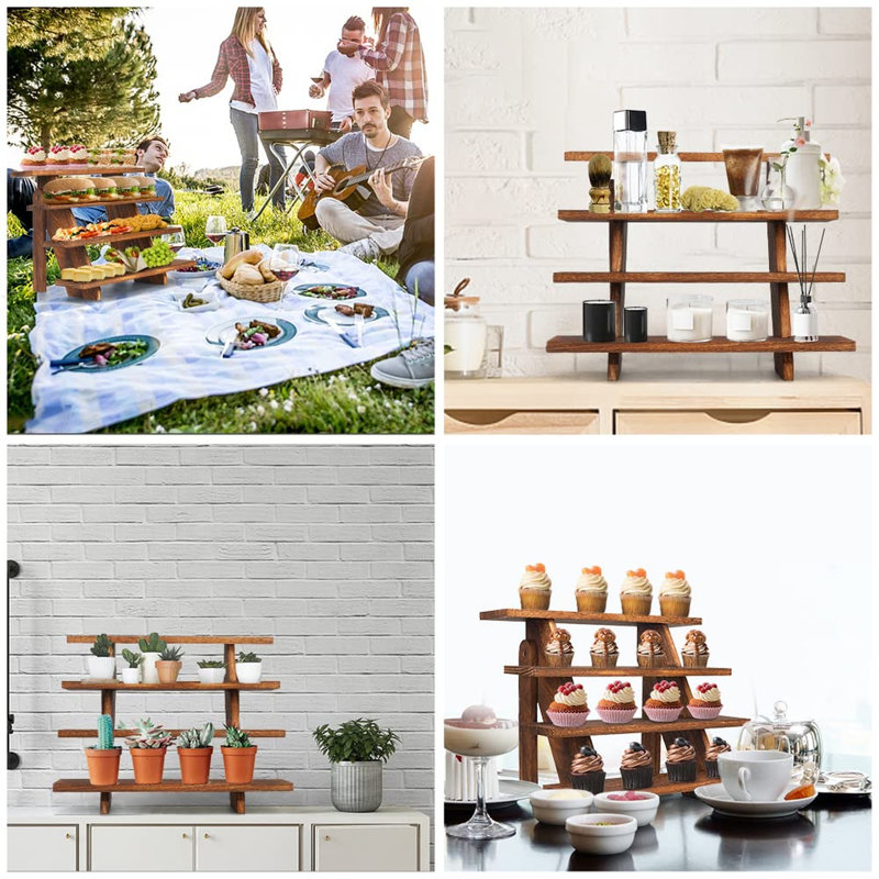 Présentoirs en bois, présentoirs à cupcakes en bois, supports rustiques en bois