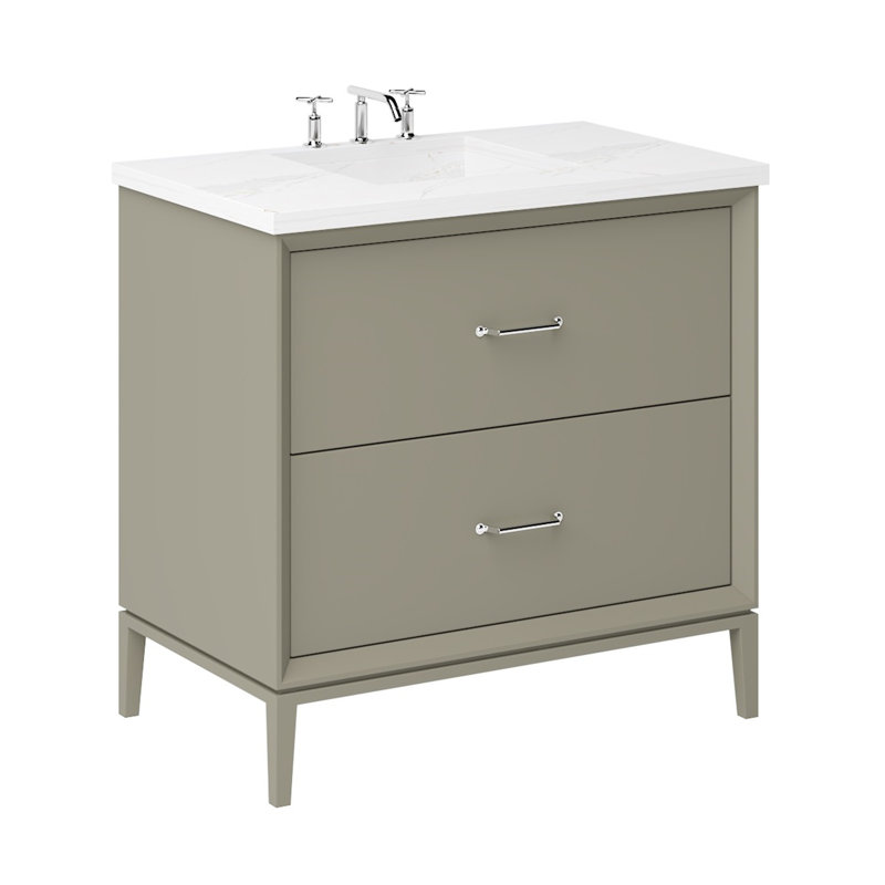 Alexandra Two-Drawer Single Bath Vanity, French Olive, 30", Polished Chrome