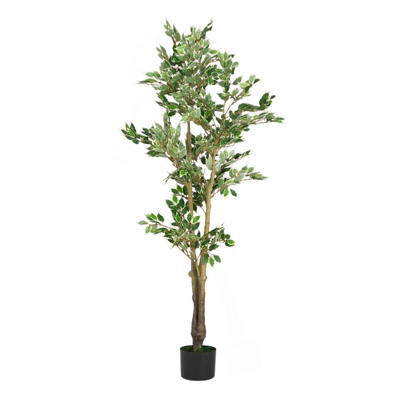 Ficus artificiel avec pot en plastique noir