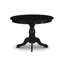 Le petit ensemble de salle à manger 3 pièces comprend une table de salle à manger ronde avec piédestal et 2 chaises rembourrées en tissu gris foncé Gotham, 42 x 42 po, noir brossé-546345717-546345705-546345711