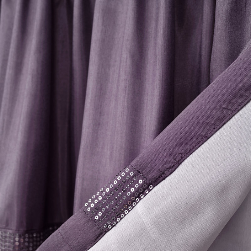 Purple and Silver Faux Silk Sequin Rod Pocket Valance