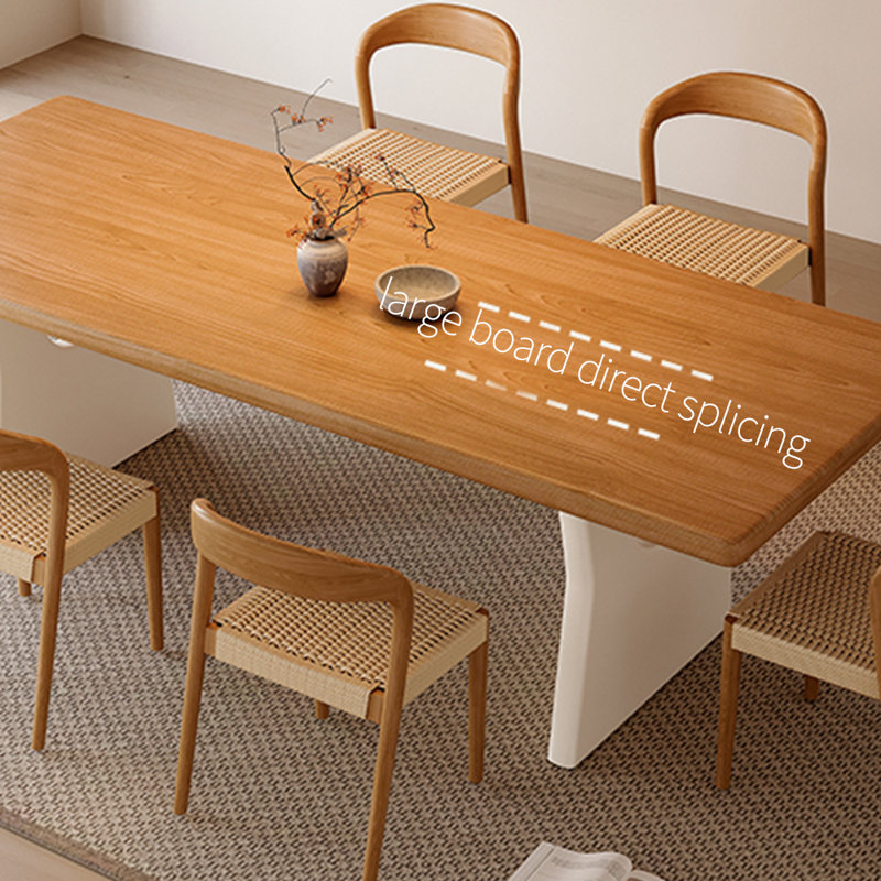 Ensemble de table de salle à manger simple en bois de frêne massif, H 29,53 po x L 78,74 po x l 35,43 po, 5, Blanc
